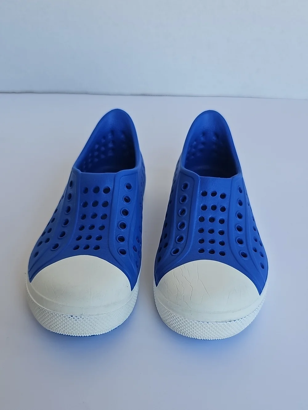 Wonder Nation Blue & White Rubber Water Shoes Slip On Clogs Size 9-10